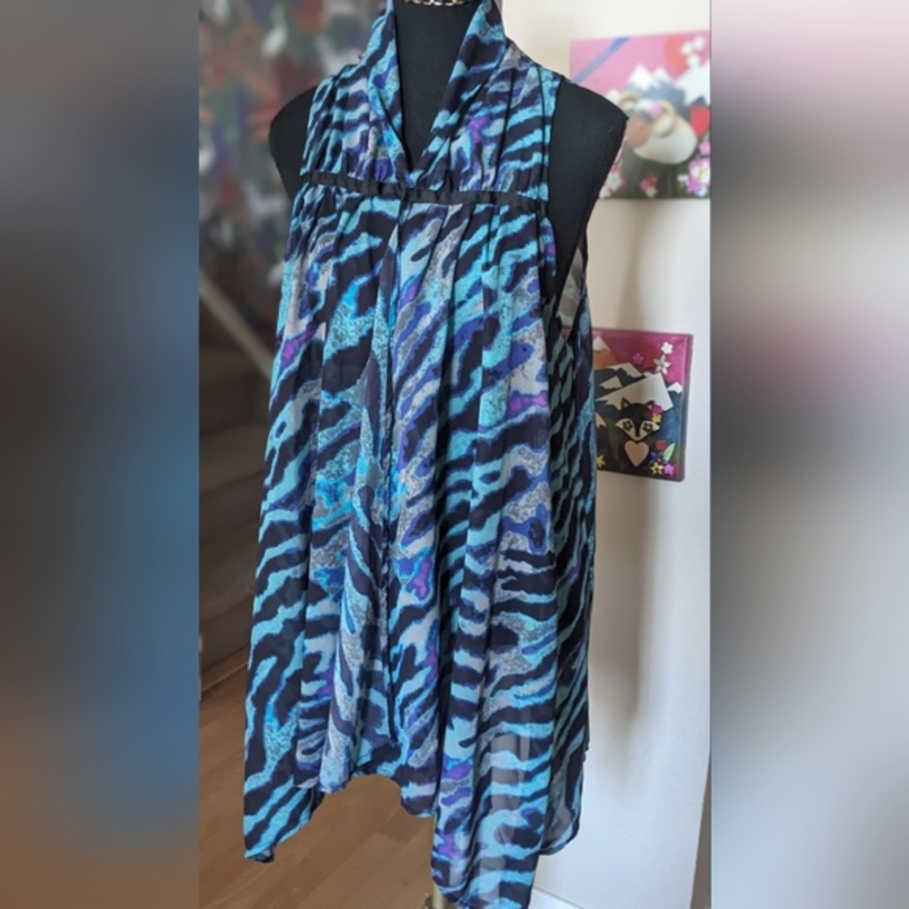 Blue Pleated A-Line Midi Skirt for Resort Wear